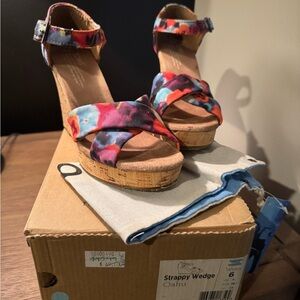 Toms Multicolor Strappy Wedges